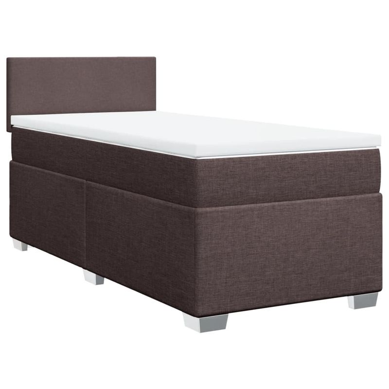 Casa si Gradina - Mobilier - Paturi si accesorii - Paturi - Pat box spring cu saltea, maro inchis, 90x190 cm, textil - Infinity.ro