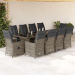 Casa si Gradina - Gradina si terasa - Mobilier exterior - Seturi mobila gradina - Set bistro de gradina cu perne, 11 piese, gri, poliratan - Infinity.ro