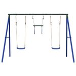 Jucarii, Copii si Bebe - Jucarii si jocuri - Jucarii de exterior - Spatii de joaca si accesorii - Set leagan de exterior, cu leagane și trapez, albastru, model 2x scaun leagăn + trapez - Infinity.ro