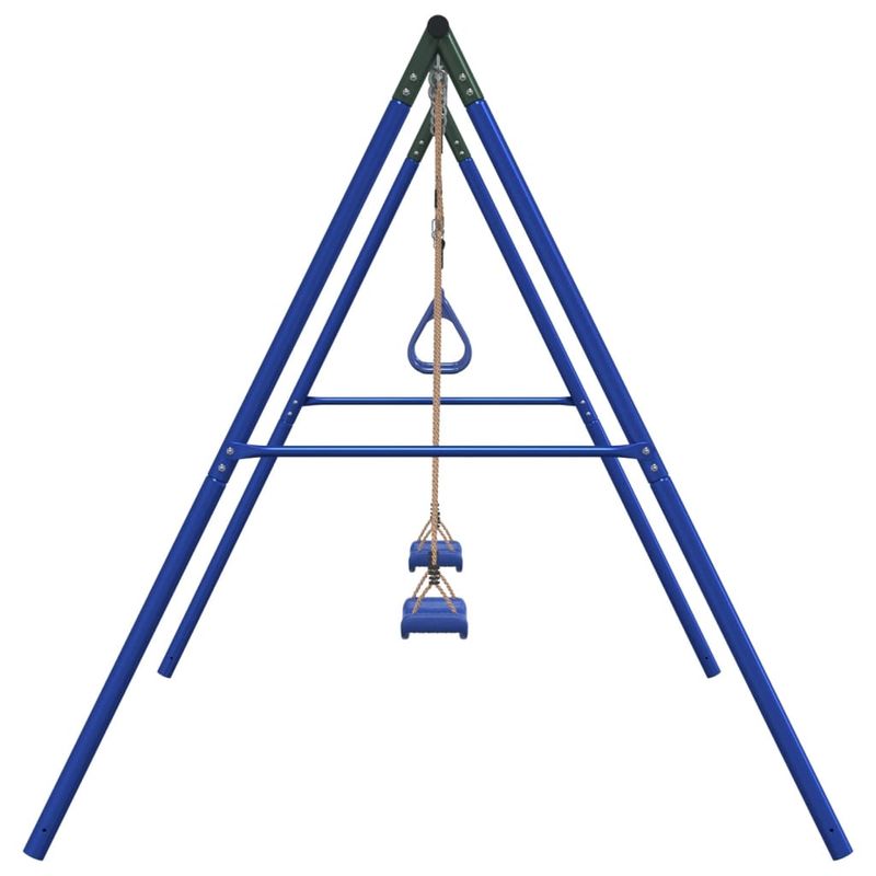 Jucarii, Copii si Bebe - Jucarii si jocuri - Jucarii de exterior - Spatii de joaca si accesorii - Set leagan de exterior, cu leagane și trapez, albastru, model 2x scaun leagăn + trapez - Infinity.ro