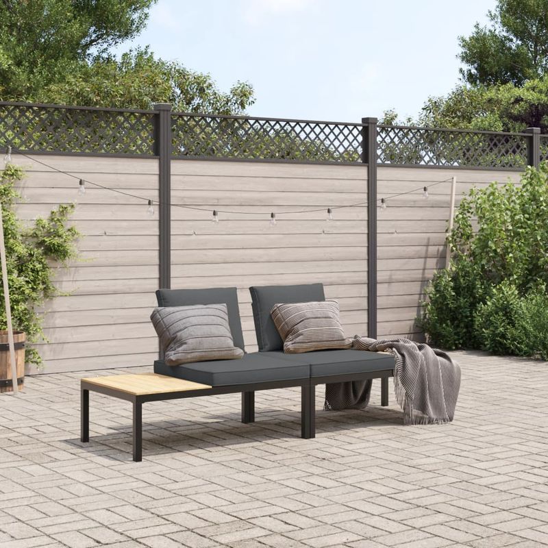 Casa si Gradina - Gradina si terasa - Mobilier exterior - Seturi mobila gradina - Set canapea de gradina, 2 piese, cu perne, negru, aluminiu - Infinity.ro