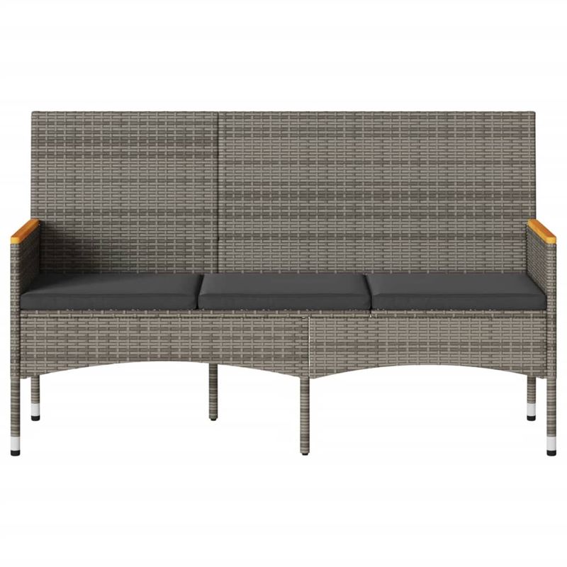 Casa si Gradina - Gradina si terasa - Mobilier exterior - Bancute de gradina - Banca de gradina cu 3 locuri, cu perne, gri, poliratan - Infinity.ro