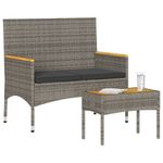 Casa si Gradina - Gradina si terasa - Mobilier exterior - Bancute de gradina - Banca de gradina cu 2 locuri/perne/masa, gri, poliratan - Infinity.ro