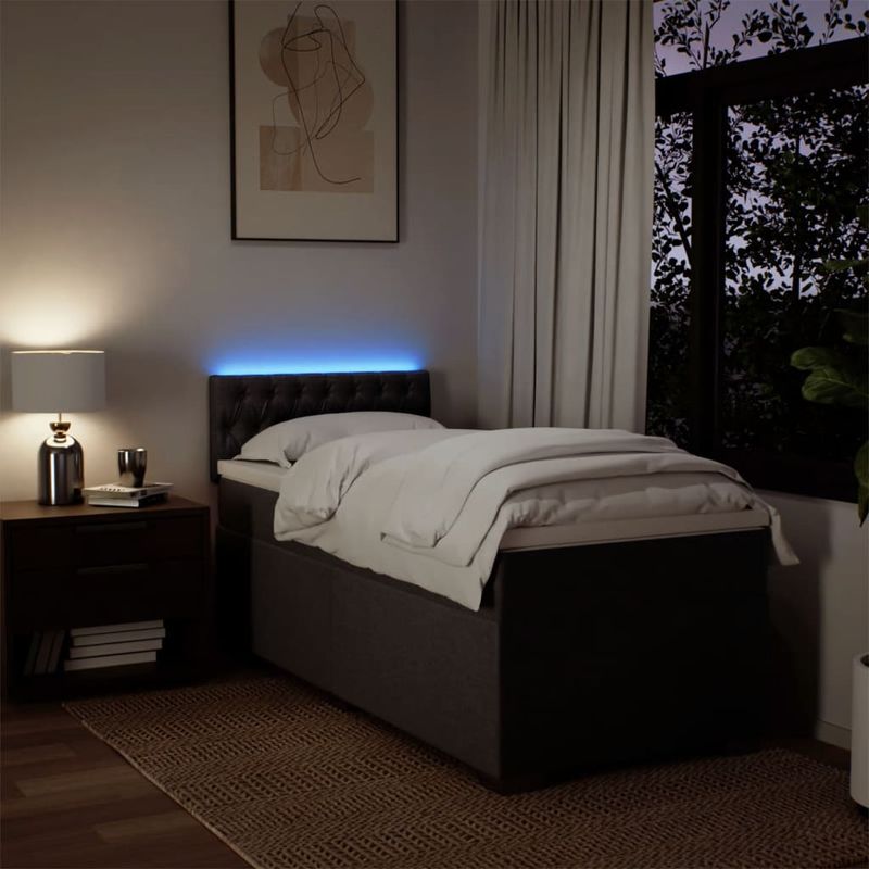Casa si Gradina - Mobilier - Paturi si accesorii - Paturi - Pat box spring cu saltea, maro inchis, 90x190 cm, textil - Infinity.ro