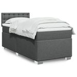 Casa si Gradina - Mobilier - Paturi si accesorii - Paturi - Pat box spring cu saltea, gri inchis, 80x200 cm, textil - Infinity.ro