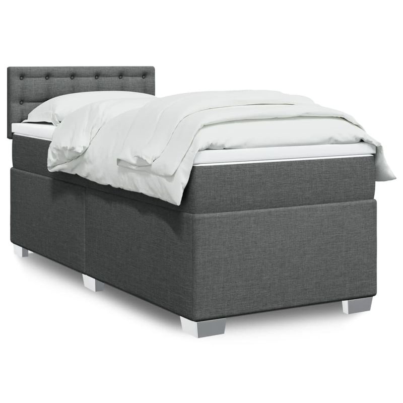 Casa si Gradina - Mobilier - Paturi si accesorii - Paturi - Pat box spring cu saltea, gri inchis, 80x200 cm, textil - Infinity.ro