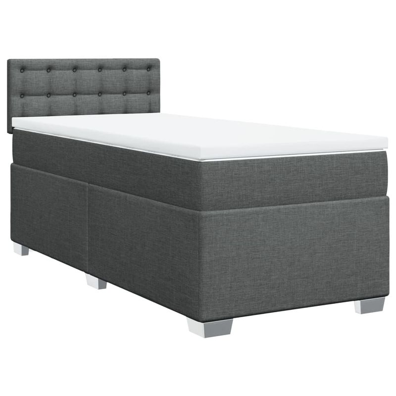 Casa si Gradina - Mobilier - Paturi si accesorii - Paturi - Pat box spring cu saltea, gri inchis, 80x200 cm, textil - Infinity.ro