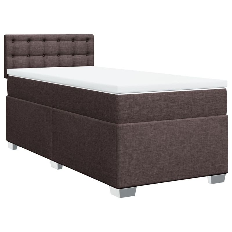 Casa si Gradina - Mobilier - Paturi si accesorii - Paturi - Pat box spring cu saltea, maro inchis, 100x200 cm, textil - Infinity.ro