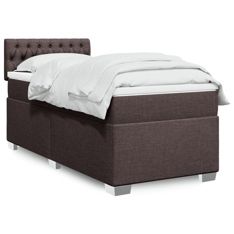 Casa si Gradina - Mobilier - Paturi si accesorii - Paturi - Pat box spring cu saltea, maro inchis, 90x190 cm, textil - Infinity.ro