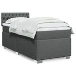 Casa si Gradina - Mobilier - Paturi si accesorii - Paturi - Pat box spring cu saltea, gri inchis, 90x190 cm, textil - Infinity.ro