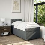 Casa si Gradina - Mobilier - Paturi si accesorii - Paturi - Pat box spring cu saltea, gri inchis, 90x190 cm, textil - Infinity.ro