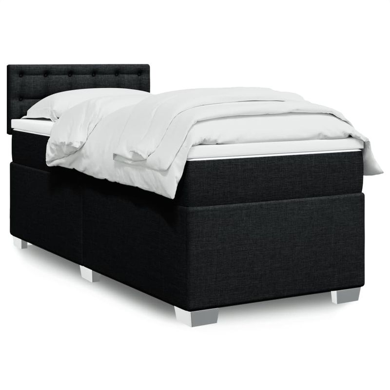 Casa si Gradina - Mobilier - Paturi si accesorii - Paturi - Pat box spring cu saltea, negru, 100x200 cm, textil - Infinity.ro