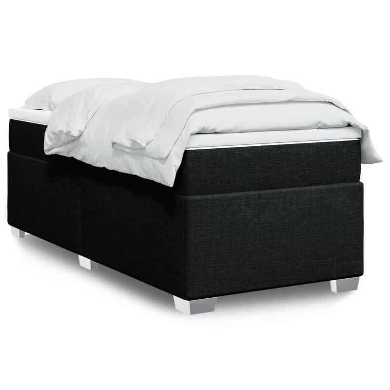Casa si Gradina - Mobilier - Paturi si accesorii - Paturi - Pat box spring cu saltea, negru, 90x200 cm, textil - Infinity.ro