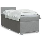 Casa si Gradina - Mobilier - Paturi si accesorii - Paturi - Pat box spring cu saltea, gri deschis, 90x200 cm, textil - Infinity.ro