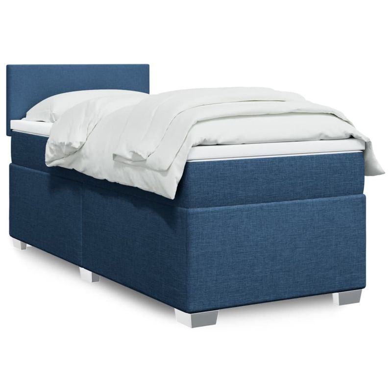 Casa si Gradina - Mobilier - Paturi si accesorii - Paturi - Pat box spring cu saltea, albastru, 90x200 cm, textil - Infinity.ro