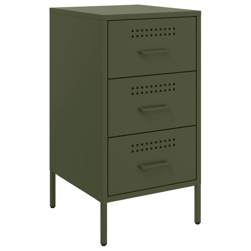 Casa si Gradina - Mobilier - Comode si corpuri - Noptiere - Noptiere 2 buc. verde maslina 36x39x68cm otel laminat la rece - Infinity.ro