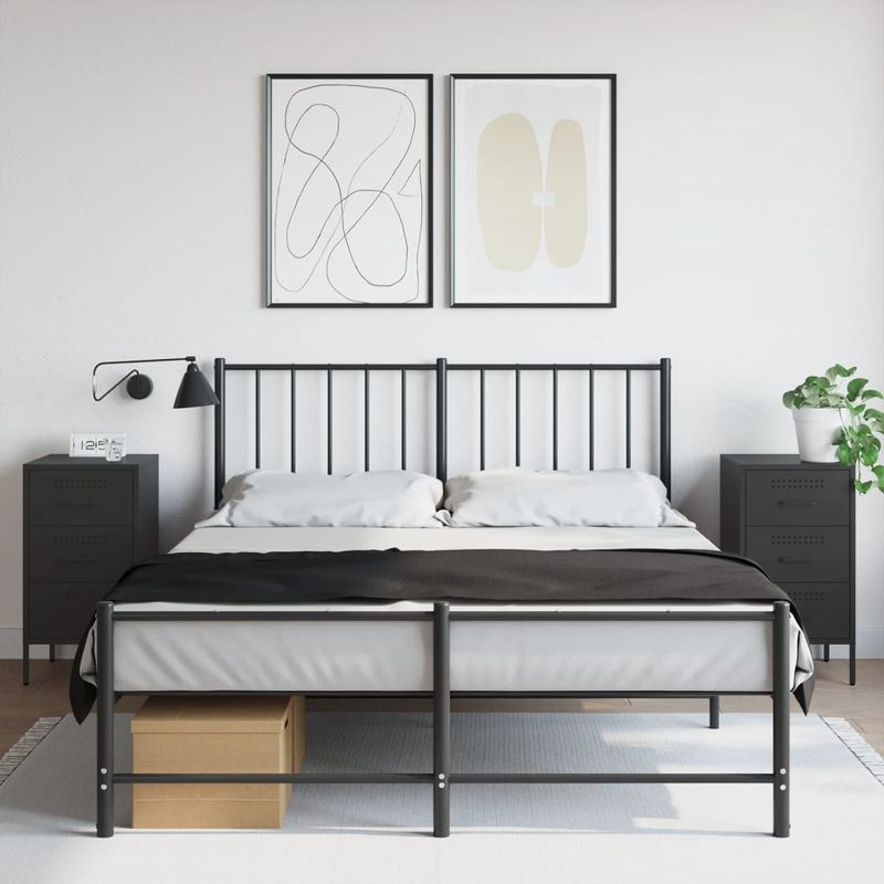 Casa si Gradina - Mobilier - Comode si corpuri - Noptiere - Noptiere, 2 buc., negru, 36x39x68 cm, otel laminat la rece - Infinity.ro