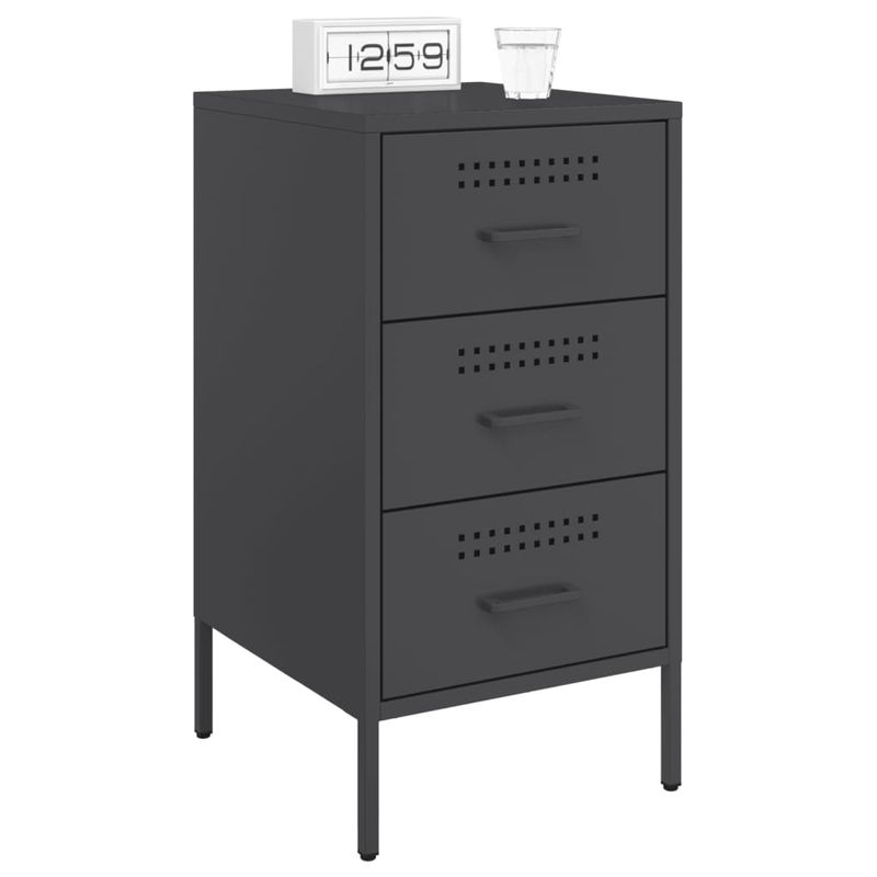 Casa si Gradina - Mobilier - Comode si corpuri - Noptiere - Noptiere, 2 buc., negru, 36x39x68 cm, otel laminat la rece - Infinity.ro