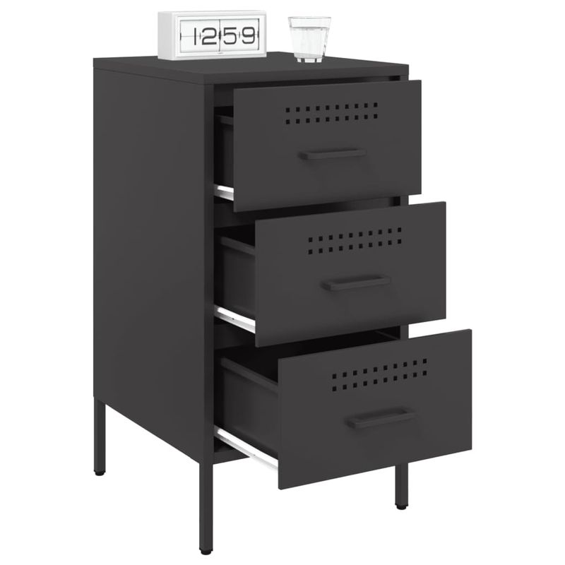 Casa si Gradina - Mobilier - Comode si corpuri - Noptiere - Noptiere, 2 buc., negru, 36x39x68 cm, otel laminat la rece - Infinity.ro