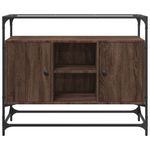 Casa si Gradina - Mobilier - Comode si corpuri - Comode - Dulap, blat din sticla stejar maro 98x35x81 cm lemn prelucrat - Infinity.ro