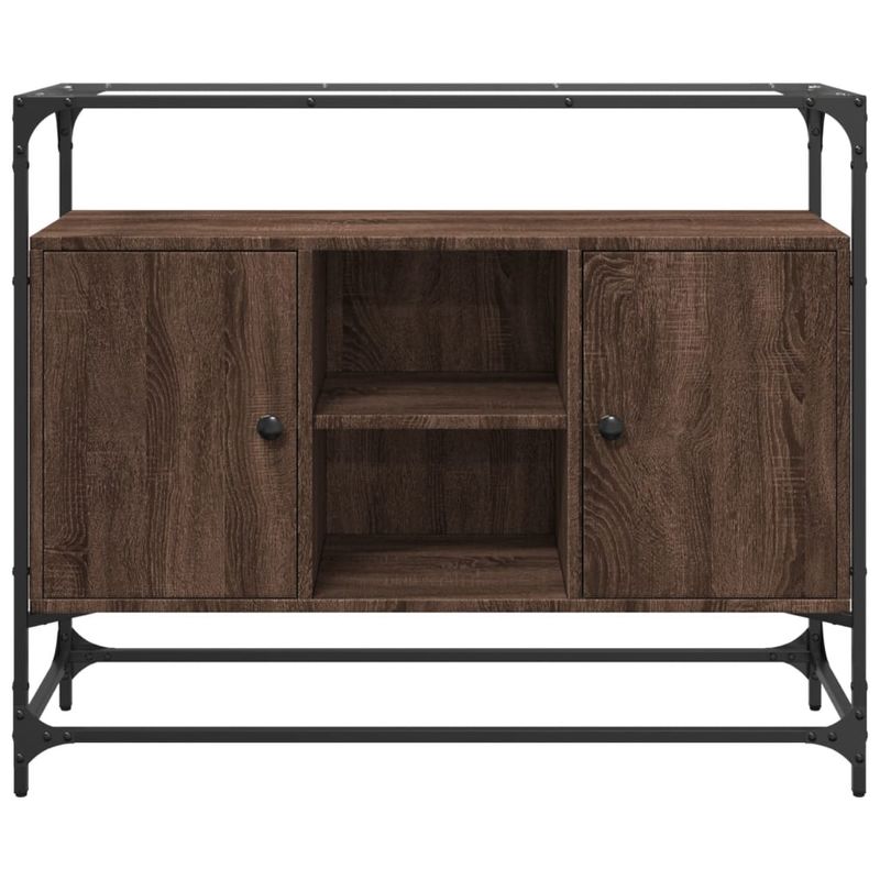 Casa si Gradina - Mobilier - Comode si corpuri - Comode - Dulap, blat din sticla stejar maro 98x35x81 cm lemn prelucrat - Infinity.ro