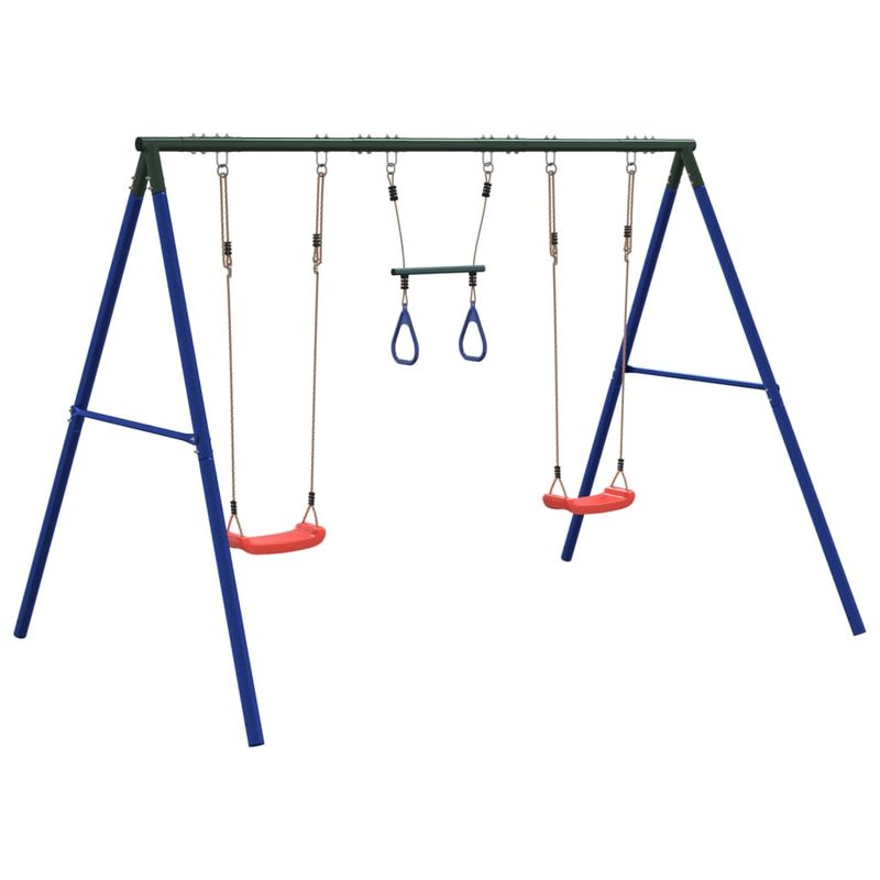 Jucarii, Copii si Bebe - Jucarii si jocuri - Jucarii de exterior - Spatii de joaca si accesorii - Set leagan de exterior, cu leagane și trapez, roșu, model 2x scaun leagăn + trapez - Infinity.ro