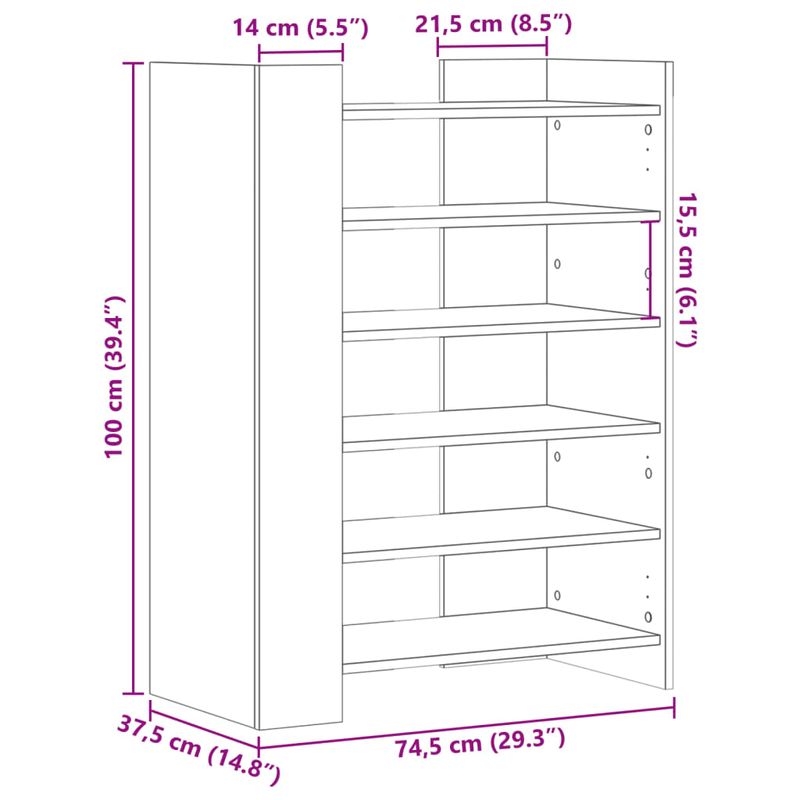 Casa si Gradina - Mobilier - Organizare si depozitare - Organizator incaltaminte - Pantofar, stejar maro, 74,5x37,5x100 cm, lemn compozit - Infinity.ro