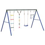 Jucarii, Copii si Bebe - Jucarii si jocuri - Jucarii de exterior - Spatii de joaca si accesorii - Set leagan de exterior, cu leagan, trapez, scara și leagan disc, albastru - Infinity.ro