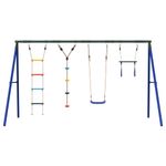 Jucarii, Copii si Bebe - Jucarii si jocuri - Jucarii de exterior - Spatii de joaca si accesorii - Set leagan de exterior, cu leagan, trapez, scara și leagan disc, albastru - Infinity.ro