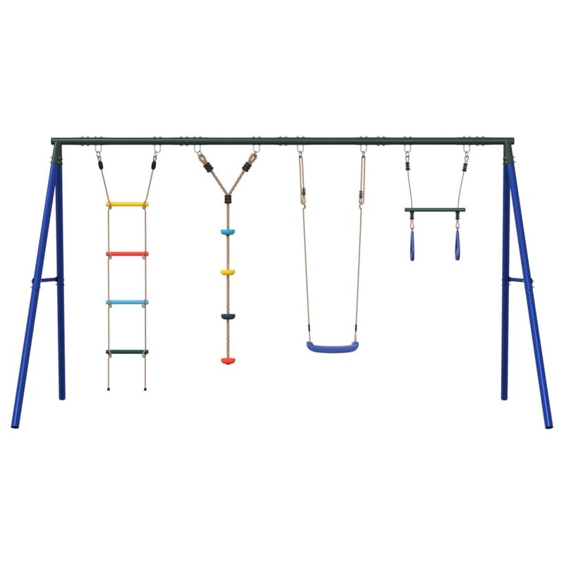 Jucarii, Copii si Bebe - Jucarii si jocuri - Jucarii de exterior - Spatii de joaca si accesorii - Set leagan de exterior, cu leagan, trapez, scara și leagan disc, albastru - Infinity.ro