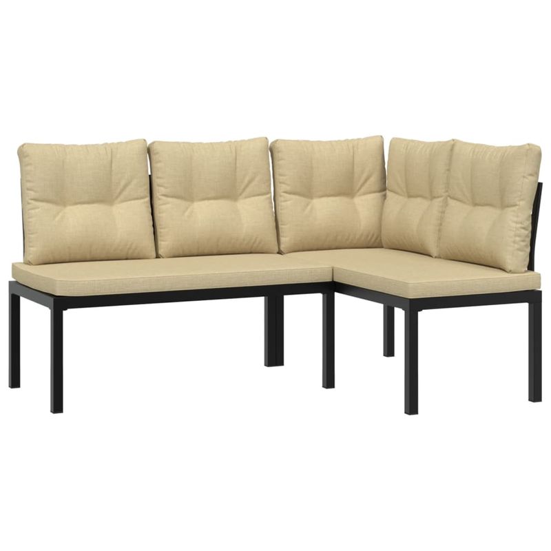 Casa si Gradina - Gradina si terasa - Mobilier exterior - Seturi mobila gradina - Set canapea de gradina, 4 piese, cu perne, negru, otel vopsit - Infinity.ro