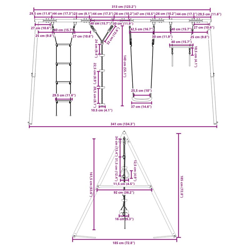 Jucarii, Copii si Bebe - Jucarii si jocuri - Jucarii de exterior - Spatii de joaca si accesorii - Set leagan de exterior, cu leagan, trapez, scara și leagan disc, albastru - Infinity.ro