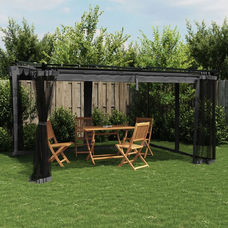 Casa si Gradina - Gradina si terasa - Umbrele si pavilioane - Pavilioane - Foisor cu pereti din plasa, antracit, 4x3 m, otel - Infinity.ro