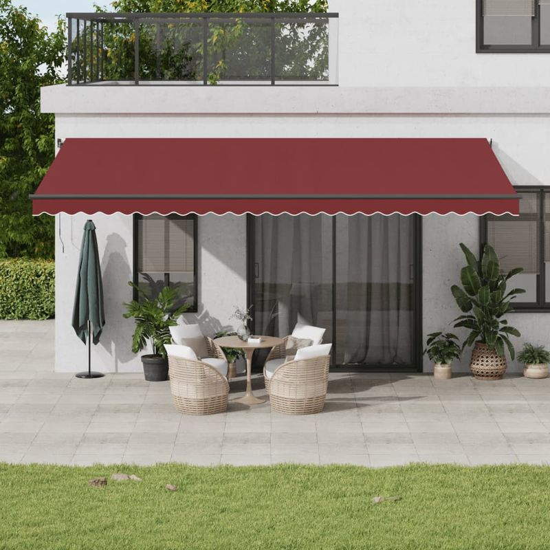 Casa si Gradina - Gradina si terasa - Umbrele si pavilioane - Umbrele - Copertina retractabila manual cu LED-uri, visiniu, 600x350 cm - Infinity.ro
