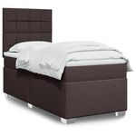 Casa si Gradina - Mobilier - Paturi si accesorii - Paturi - Pat box spring cu saltea, maro inchis, 90x190 cm, textil - Infinity.ro