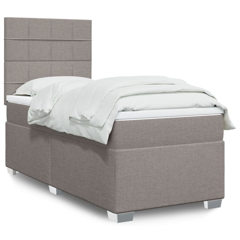 Casa si Gradina - Mobilier - Paturi si accesorii - Paturi - Pat box spring cu saltea, gri taupe, 100x200 cm, textil - Infinity.ro