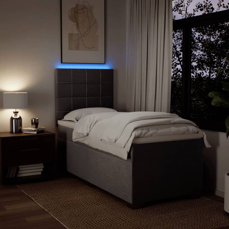 Casa si Gradina - Mobilier - Paturi si accesorii - Paturi - Pat box spring cu saltea, gri taupe, 100x200 cm, textil - Infinity.ro