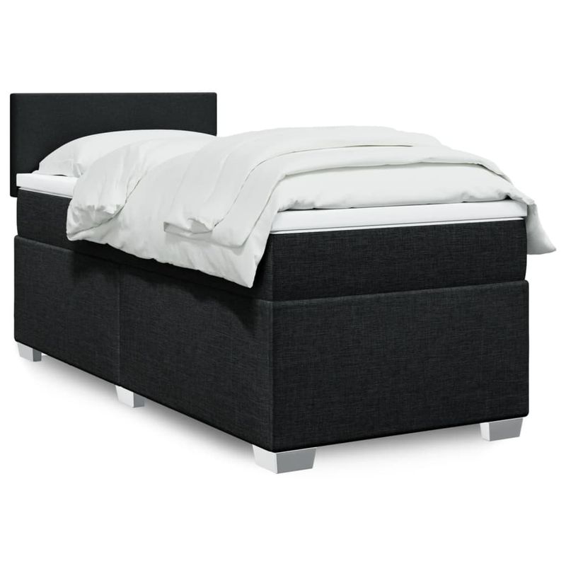 Casa si Gradina - Mobilier - Paturi si accesorii - Paturi - Pat box spring cu saltea, negru, 90x200 cm, textil - Infinity.ro