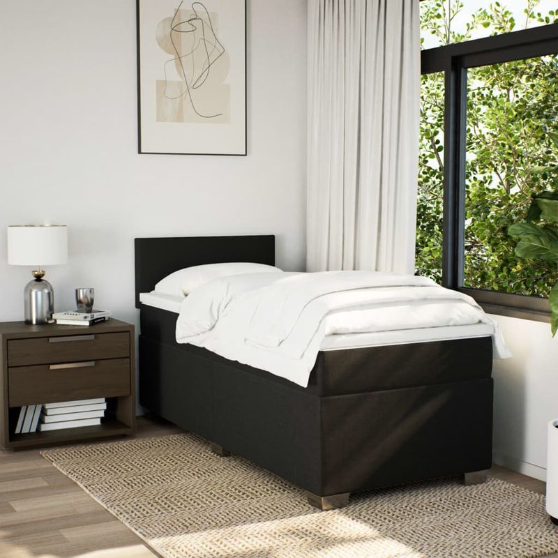 Casa si Gradina - Mobilier - Paturi si accesorii - Paturi - Pat box spring cu saltea, negru, 90x200 cm, textil - Infinity.ro