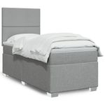 Casa si Gradina - Mobilier - Paturi si accesorii - Paturi - Pat box spring cu saltea, gri deschis, 100x200 cm, textil - Infinity.ro