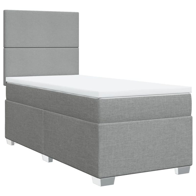 Casa si Gradina - Mobilier - Paturi si accesorii - Paturi - Pat box spring cu saltea, gri deschis, 100x200 cm, textil - Infinity.ro