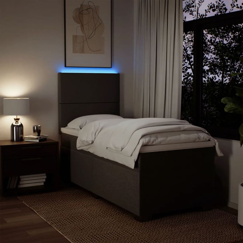 Casa si Gradina - Mobilier - Paturi si accesorii - Paturi - Pat box spring cu saltea, gri deschis, 100x200 cm, textil - Infinity.ro
