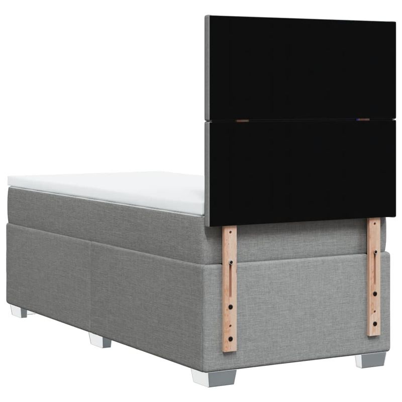 Casa si Gradina - Mobilier - Paturi si accesorii - Paturi - Pat box spring cu saltea, gri deschis, 100x200 cm, textil - Infinity.ro