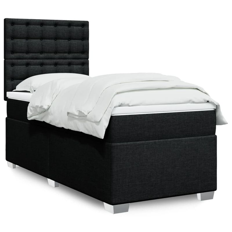 Casa si Gradina - Mobilier - Paturi si accesorii - Paturi - Pat box spring cu saltea, negru, 100x200 cm, textil - Infinity.ro