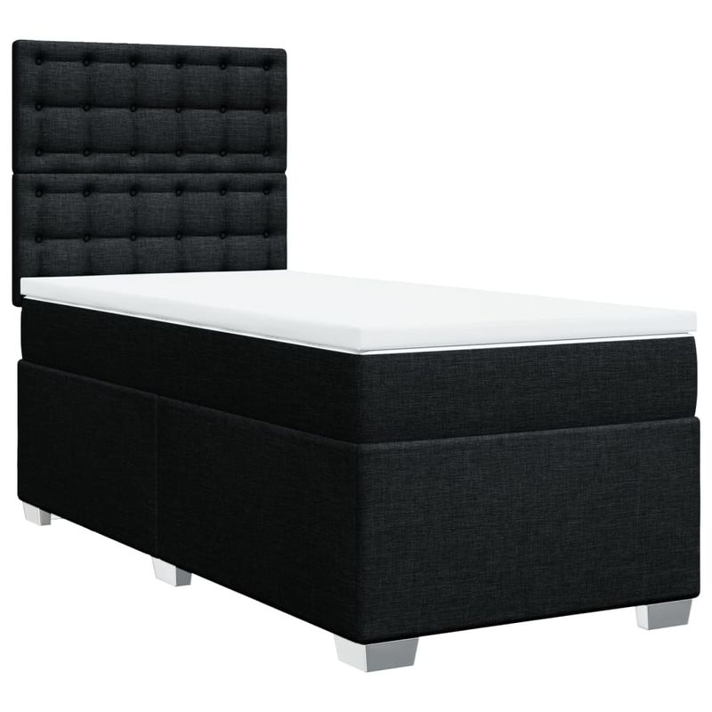 Casa si Gradina - Mobilier - Paturi si accesorii - Paturi - Pat box spring cu saltea, negru, 100x200 cm, textil - Infinity.ro