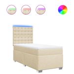 Casa si Gradina - Mobilier - Paturi si accesorii - Paturi - Pat box spring cu saltea, crem, 90x200 cm, textil - Infinity.ro