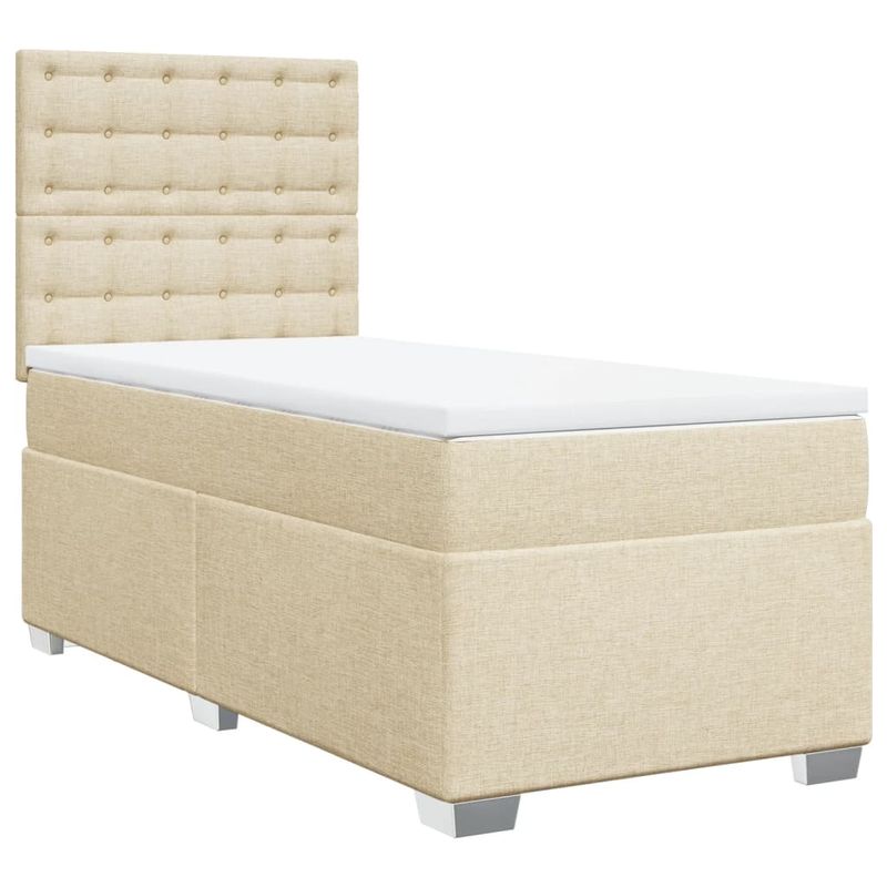 Casa si Gradina - Mobilier - Paturi si accesorii - Paturi - Pat box spring cu saltea, crem, 90x200 cm, textil - Infinity.ro