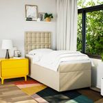 Casa si Gradina - Mobilier - Paturi si accesorii - Paturi - Pat box spring cu saltea, crem, 90x200 cm, textil - Infinity.ro