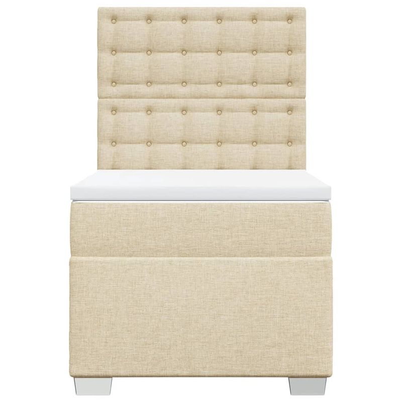 Casa si Gradina - Mobilier - Paturi si accesorii - Paturi - Pat box spring cu saltea, crem, 90x200 cm, textil - Infinity.ro