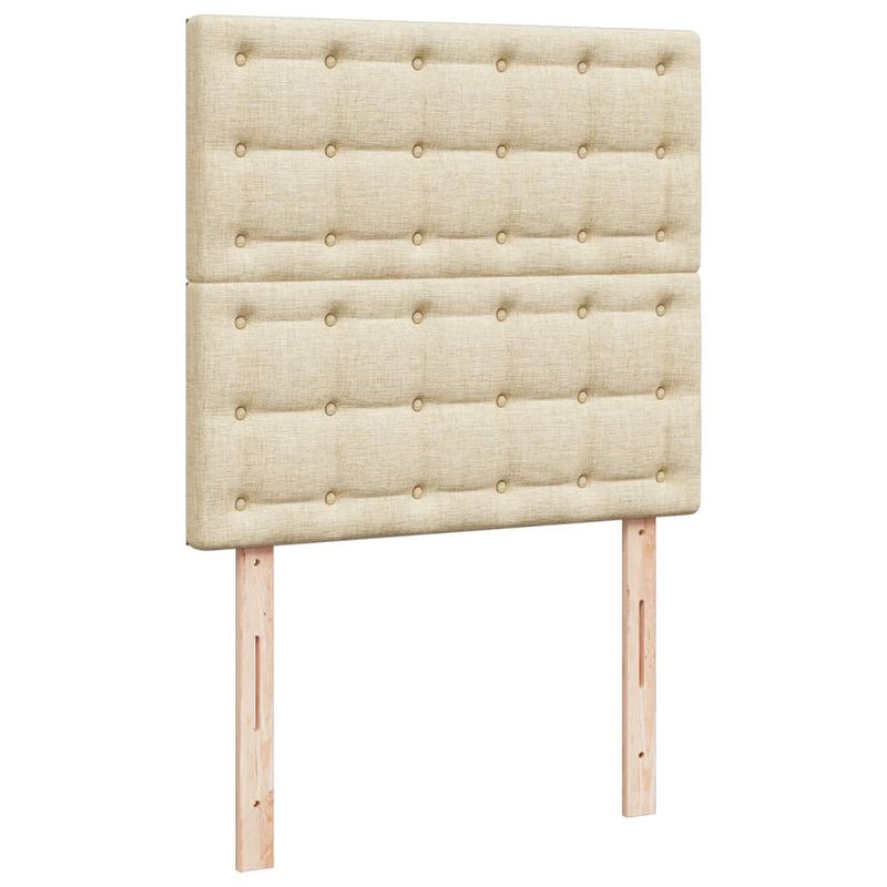 Casa si Gradina - Mobilier - Paturi si accesorii - Paturi - Pat box spring cu saltea, crem, 90x200 cm, textil - Infinity.ro